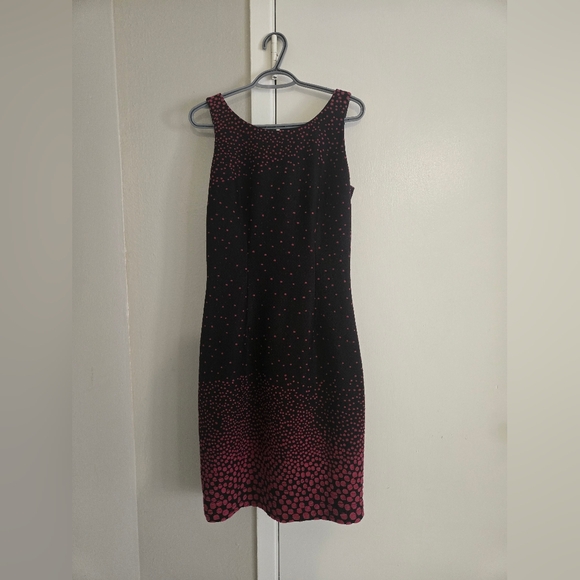 Chic Black and Pink Polka Dot Midi Dress Size 6 Brand JM studio By John  Meyer - Picture 1 of 4